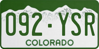 CO license plate 092YSR