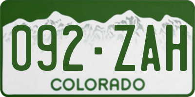 CO license plate 092ZAH