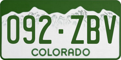 CO license plate 092ZBV