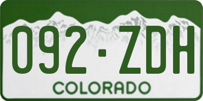 CO license plate 092ZDH