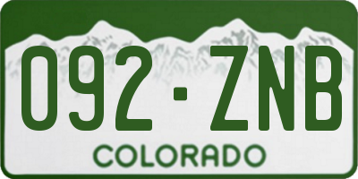 CO license plate 092ZNB