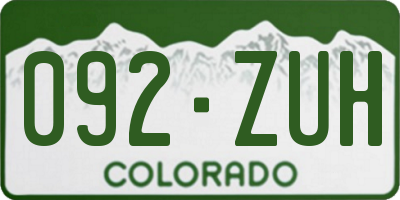 CO license plate 092ZUH