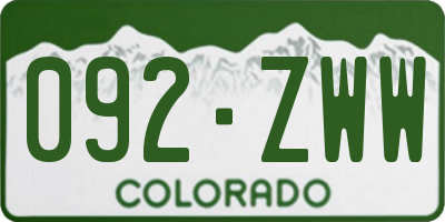CO license plate 092ZWW