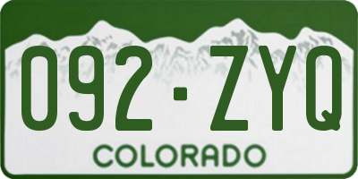 CO license plate 092ZYQ