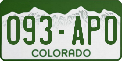 CO license plate 093APO