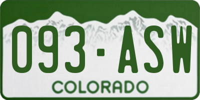 CO license plate 093ASW