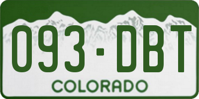 CO license plate 093DBT