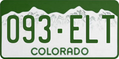 CO license plate 093ELT