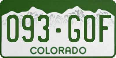 CO license plate 093GOF