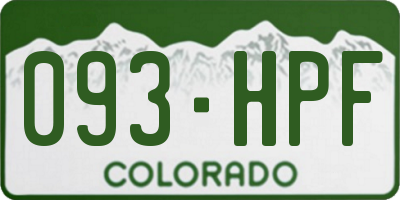 CO license plate 093HPF