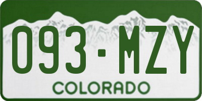 CO license plate 093MZY