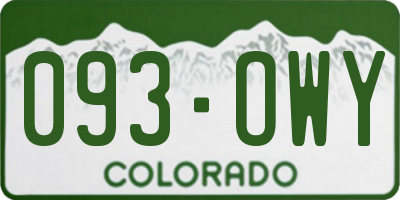 CO license plate 093OWY