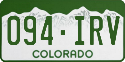 CO license plate 094IRV