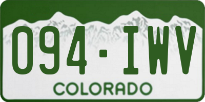 CO license plate 094IWV