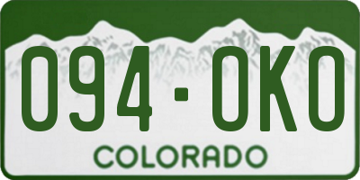 CO license plate 094OKO