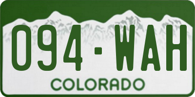 CO license plate 094WAH