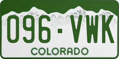 CO license plate 096VWK