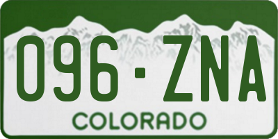 CO license plate 096ZNA