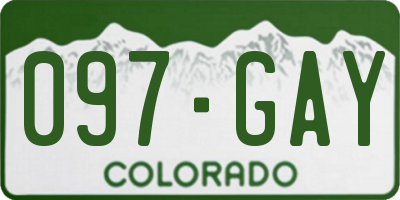 CO license plate 097GAY