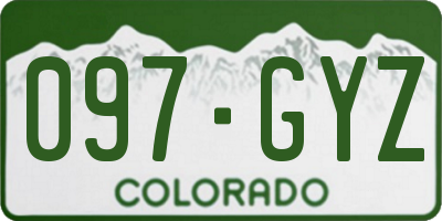 CO license plate 097GYZ