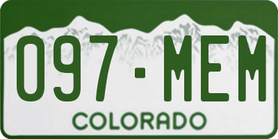 CO license plate 097MEM