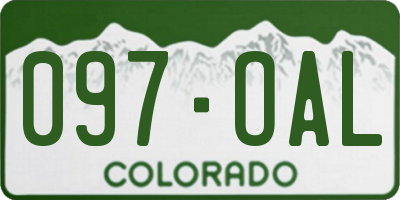 CO license plate 097OAL