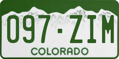 CO license plate 097ZIM