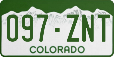 CO license plate 097ZNT