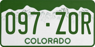 CO license plate 097ZOR
