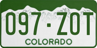 CO license plate 097ZOT