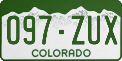 CO license plate 097ZUX