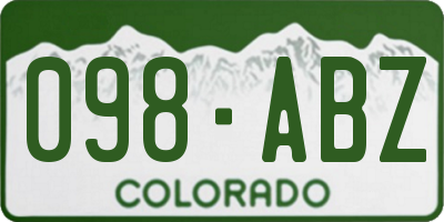 CO license plate 098ABZ