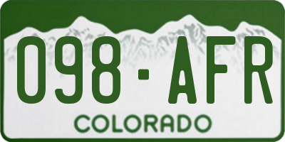CO license plate 098AFR