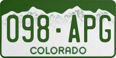 CO license plate 098APG