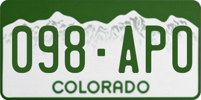 CO license plate 098APO