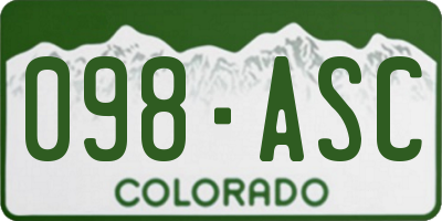 CO license plate 098ASC
