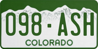 CO license plate 098ASH