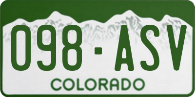 CO license plate 098ASV