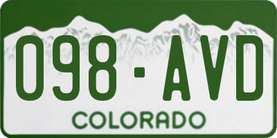 CO license plate 098AVD
