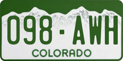 CO license plate 098AWH