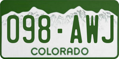CO license plate 098AWJ