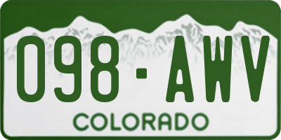 CO license plate 098AWV