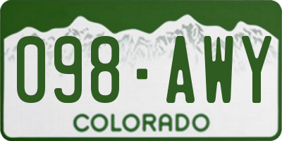 CO license plate 098AWY