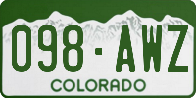 CO license plate 098AWZ