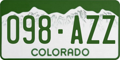 CO license plate 098AZZ