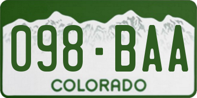 CO license plate 098BAA