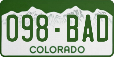 CO license plate 098BAD
