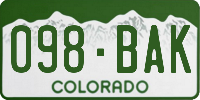 CO license plate 098BAK