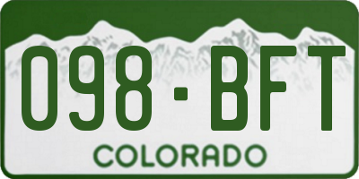 CO license plate 098BFT