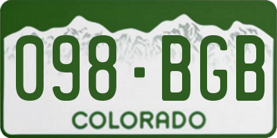 CO license plate 098BGB